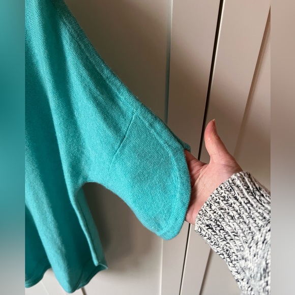 KINROSS turquoise cashmere sweater L - Picture 2 of 6